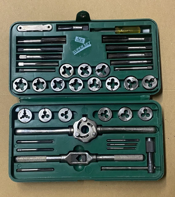 VINTAGE ACE HANSON 39pc SAE Tap & Die Set No. 370614 Super Set Made in