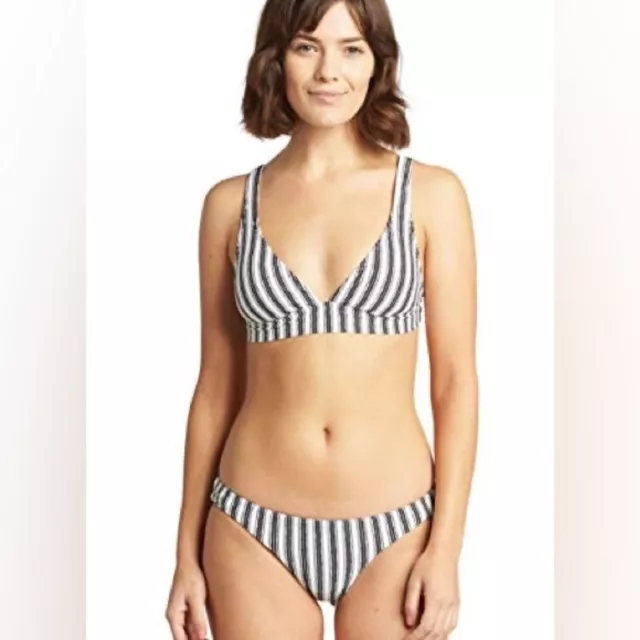 Billabong Womens Aloha Banded Tri Bikini Top Medium Black/White Stripe NWT