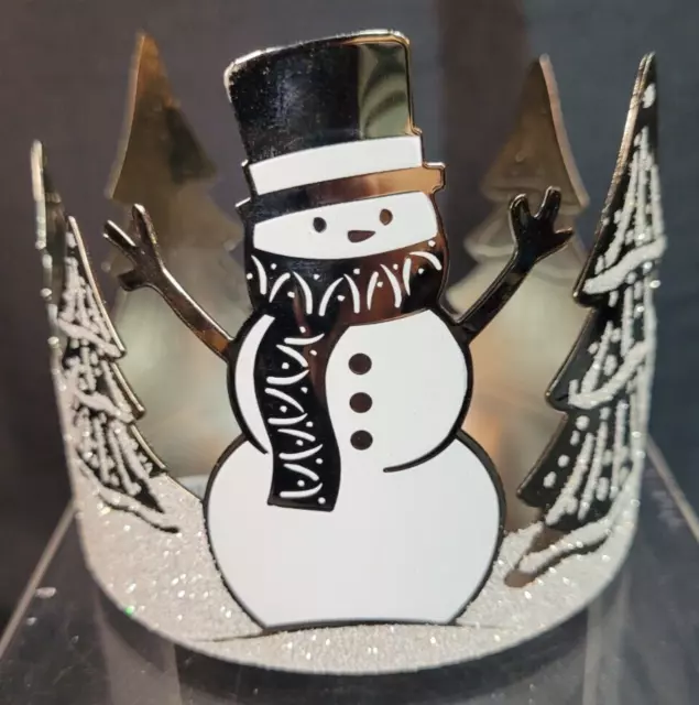 Bath Body Works Snowman Glitter Christmas Tree 3 Wick Chrome Metal Candle Holder