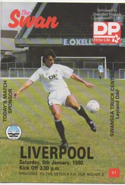 Jan 90 SWANSEA CITY v LIVERPOOL  FA Cup 3rd Rd