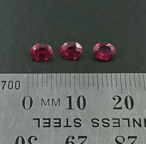 SYNTHETIC RUBIES x3 Oval Cut 5mm x 4mm Loose Red Ruby Gemstones July Birthstone