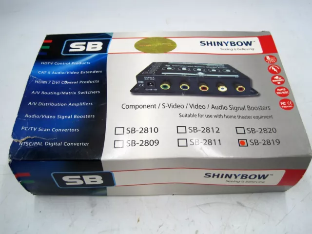 NEW! Shinybow SB-2819 1 to 1 Component Video/Stereo Audio Booster(BNC connector)