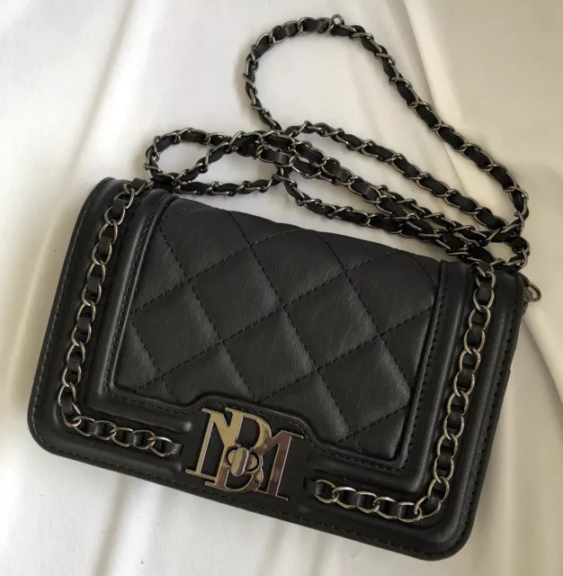 "BADGLEY MISCHKA" Black Quilted Vegan Leather Crossbody Bag Shoulder Bag Purse.