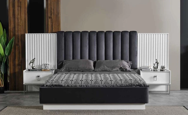 Design Lit Double Lit Chambre à Coucher Meuble 3tlg. Set Lits Complet Neuf