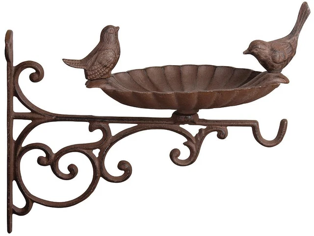 Vogeltränke Wandmontage Futterschale Vogelbad 2 Vögel Gusseisen Antik-Stil 2