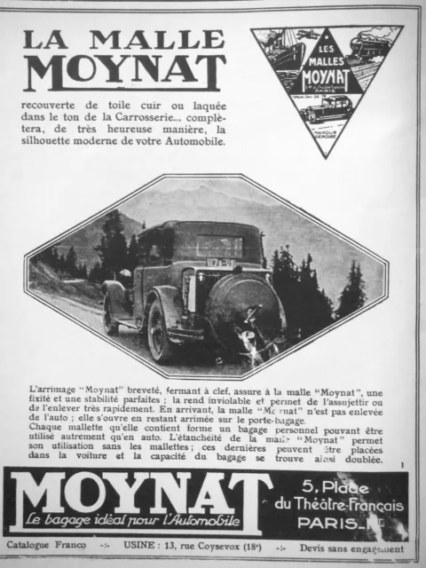 Publicité De Presse 1927 La Malle Moynat Pour Votre Automobile - Advertising
