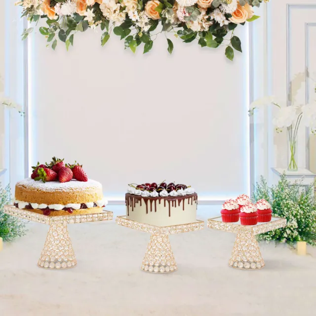 3pcs Cake Stand Square Cupcake Stand Wedding Party Pastry Tray Plate