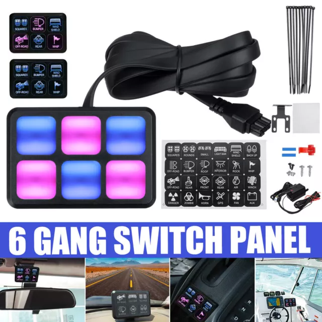 6 Gang Switch Panel LED Circuit Control System Car Truck Boat Universal 12V/24V