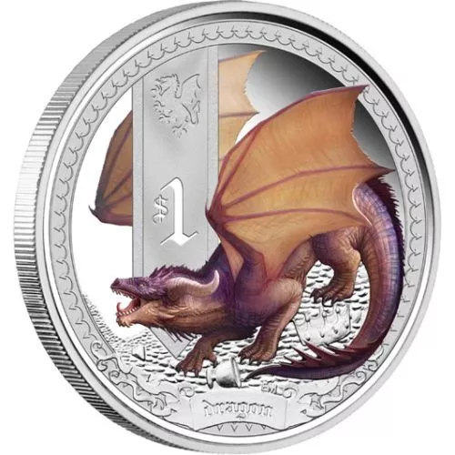 2014 Tuvalu Mythical Creatures DRAGON 1oz Silver Proof Coin Perth Mint