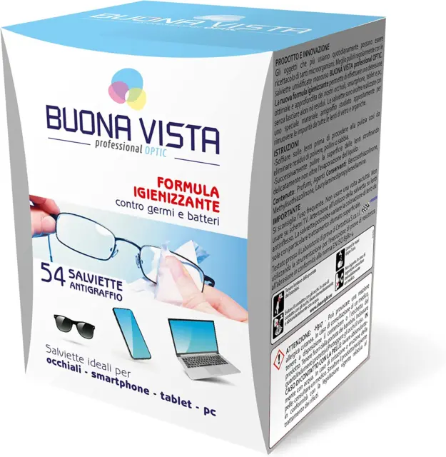 Buona Vista - Salviette Pulizia Occhiali - Con Formula Igienizzante - Speciale M