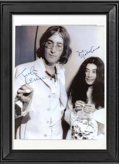 John Lennon & Yoko Ono Autogramm mit Bilderahmen The Beatles Fotorahmen