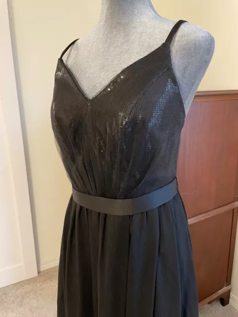 Vera Wang Stunner! Black Bridesmaid Long Formal Dress Sequin Gown Size 6