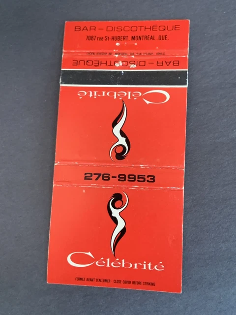 Vintage Canada Matchbook: ”Celebrite” Montreal Quebec