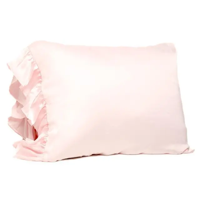 Beautiful Pink Ruffled Satin Pillowcase Standard Size Pack of 3