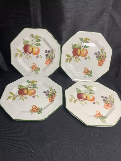 4 Johnson Brothers Fresh Fruit 16.2cm Tea Plates Cottagecore Kitsch Vintage