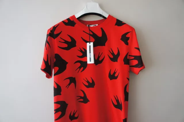 MCQ by Alexander McQueen Men's Swallow Print Fire Red T-shirt (BNWT) 2