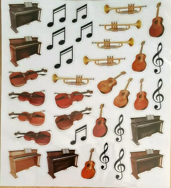 Stickerbogen Aufkleber Design Sticker Musik klassisch Instrumente Noten Neu
