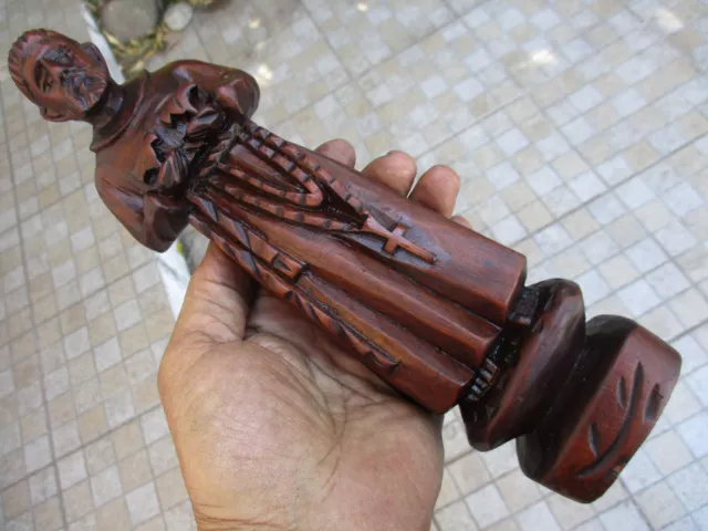 Vintage Handmade In Sculpture Wood Carving Statue Saint Francisco Art Sacret