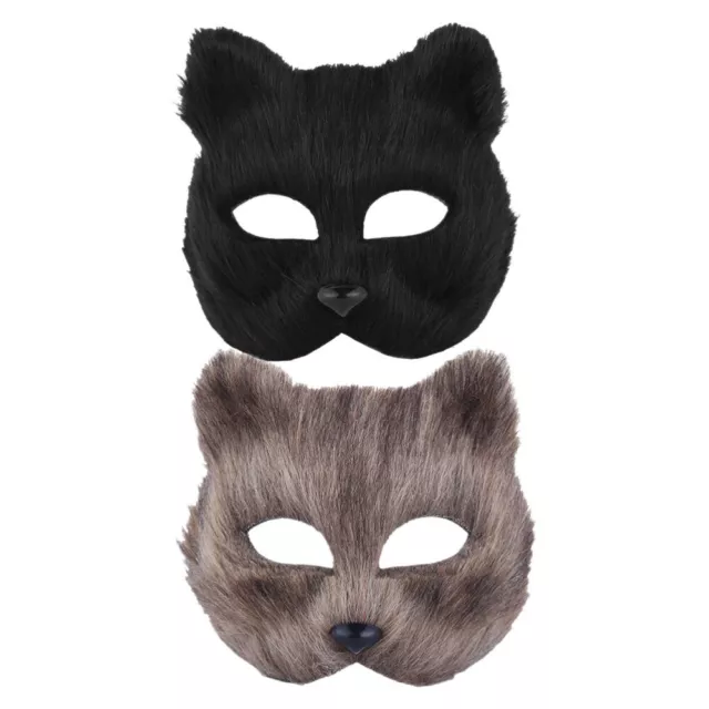 2 Pcs Furry Costume Decorative Masks Miss Men and Women Make up