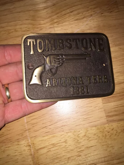 Tombstone Sign Arizona Territory Solid Metal Plaque Brass Wyatt Earp Wild West