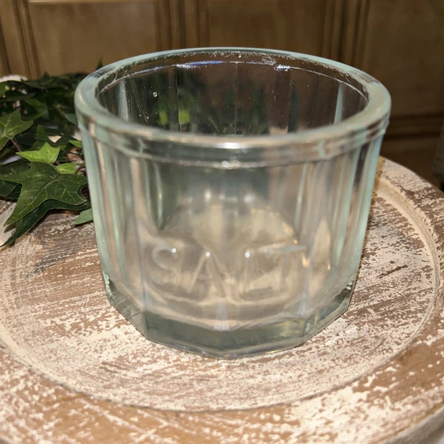 VTG Hoosier Cabinet SALT JAR Box, Mission Pattern Clear Glass 12-Panel, No Lid