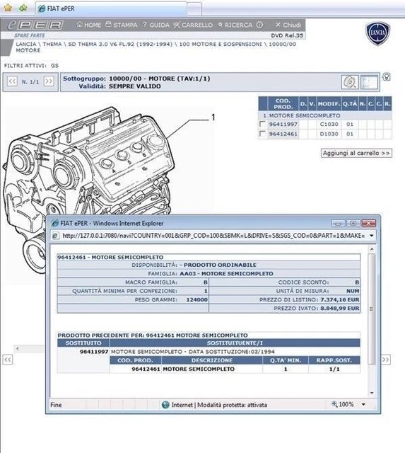 FIAT ALPHA LANCIA Eper V.84 Catalogue Spare Parts Epc With Prices £13.