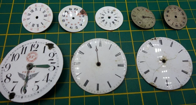 Lot De 5 Cadrans émaillés Anciens Pour Montre à Gousset 18ème - Chiffres Romains, Bronze