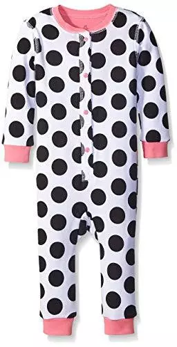 NWT Petit Lem Baby Girls White Black Polka Dot Puppy Dog Romper Pajamas 12 M