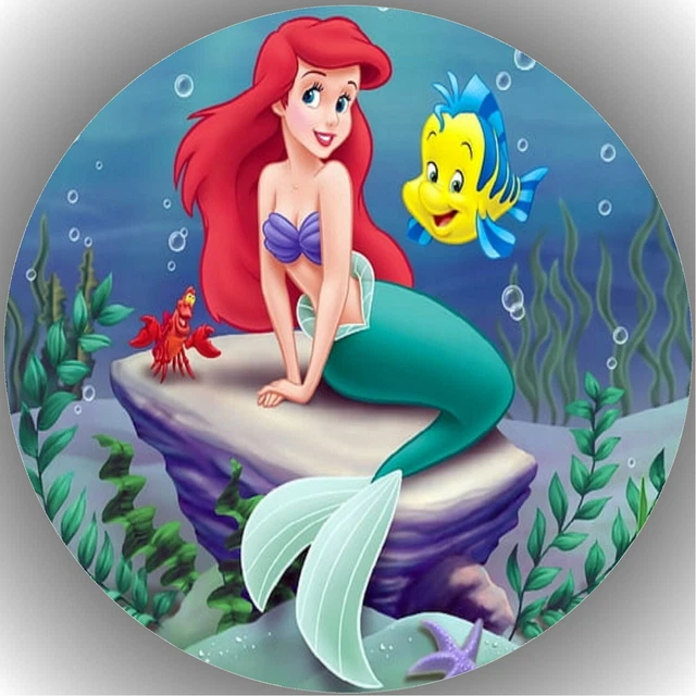 Ariel la petite Sirène. Décoration de gâteau comestible,Azyme,disque diam.20cm.