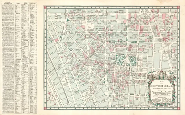 1960 Map of Greenwich Village Manhattan New York Antique Decor Poster Print