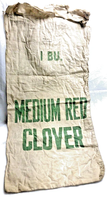 Vintage Medium Red Clover Seed Cloth Bag, 1950s, used (FF1)