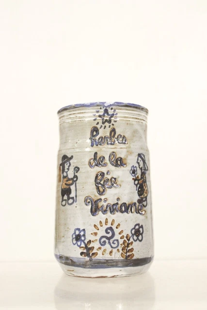 Vecchio vaso "Erbe della fata viviane" XX secolo in terracotta bretone...