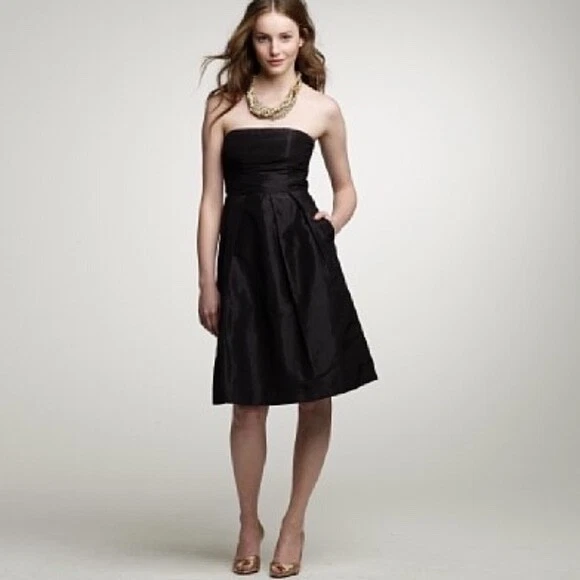 J CREW DRESS Black Silk Halter Bias Cut Polka Dot Midi Dress Size 6 $39.00  - PicClick