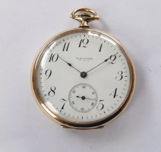 1917 Gold Filled Waltham 17 Jewels Swiss Lever Size 14 Pocket Watch Working