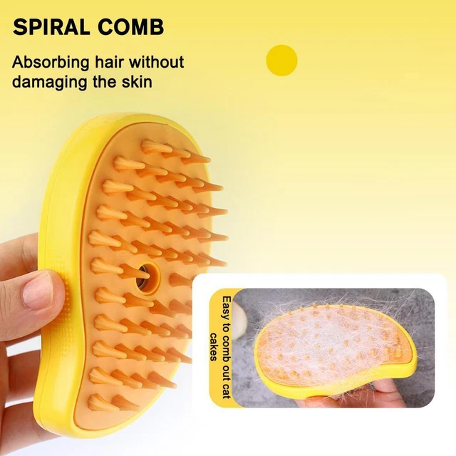 Steamy Cat Brush ' 3 In1 Cat Steamy Brush, Self Cleaning Steam Cat Brush.--