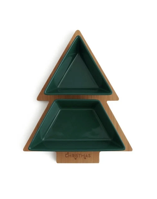 Habitat Christmas Tree Stoneware Serving Board - Green BNIB