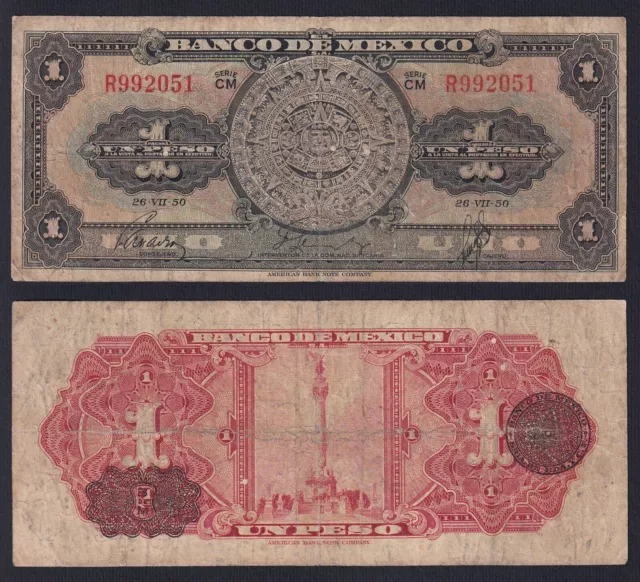 Mexico 1 Peso 1950 P 46b MB/ F C-08