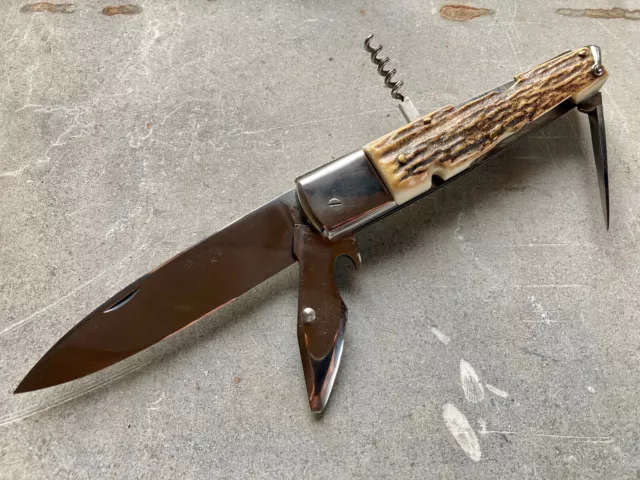 Ancien Couteau Chasse "Begon" Lt 27Cm 4 Outils Bois De Cerf Vintage Knife Ancien Couteau Chasse "Begon" Lt 27Cm 4 Outils Bois De Cerf Vintage Knife