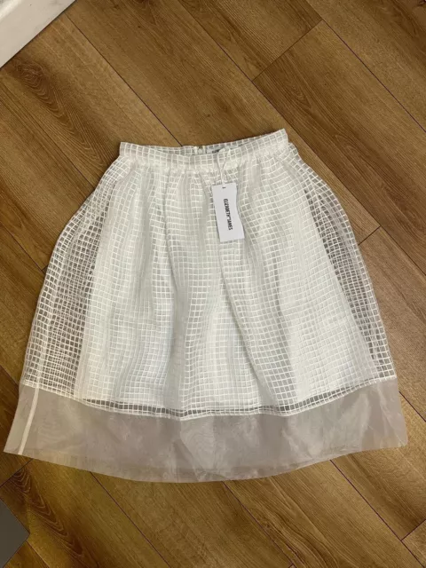 Elizabeth & James Avenue Grid Overlay Skirt With Sheer Silk Hemline. Size 6 BNWT