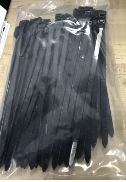 Black Heavy Duty 8 Inch Cable Zip Ties Nylon UV Resistant 100 Per Bag