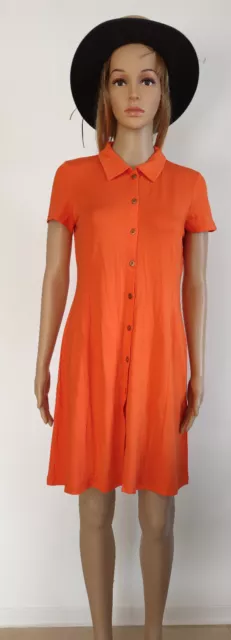 6x Sommerkleid Polokleid Kurzarm Heine Damen Kleid Knopfleiste Orange Sommer