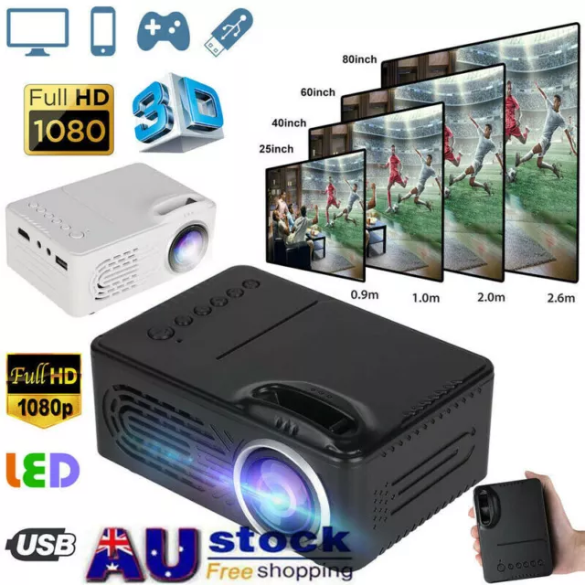 Full HD 1080p Multimedia Movie Projector Home-Theater Cinema w/HDMI/AV/USB Ports