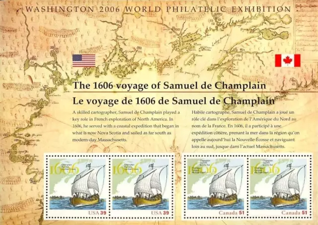 Can562 Voyage Of Samuel De Champlain U.s./Canada Joint 2006  Ss Sc4074 Mnh