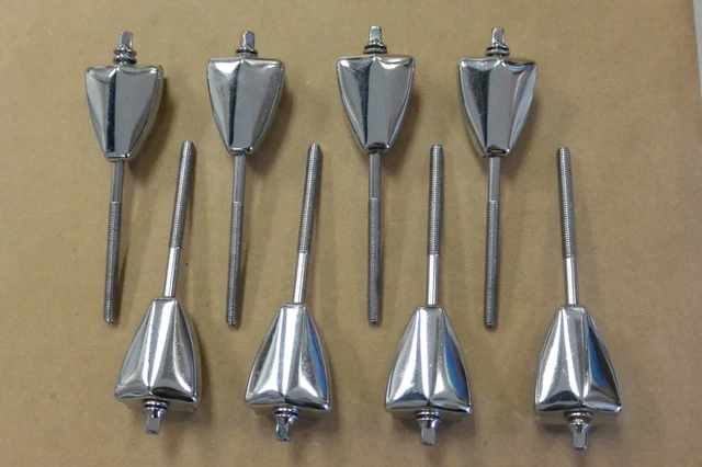 SET of (8) PEARL EXPORT SERIES CHROME TENSION RODS and CLAWS for BASS DRUM! J939
