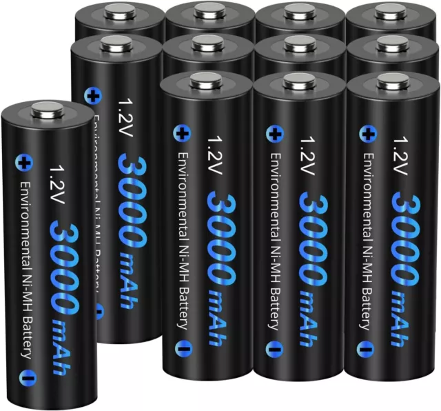 CITYORK AA Rechargeable Batteries, 3000mAh High Capacity 1.2V NiMH Pre-charged