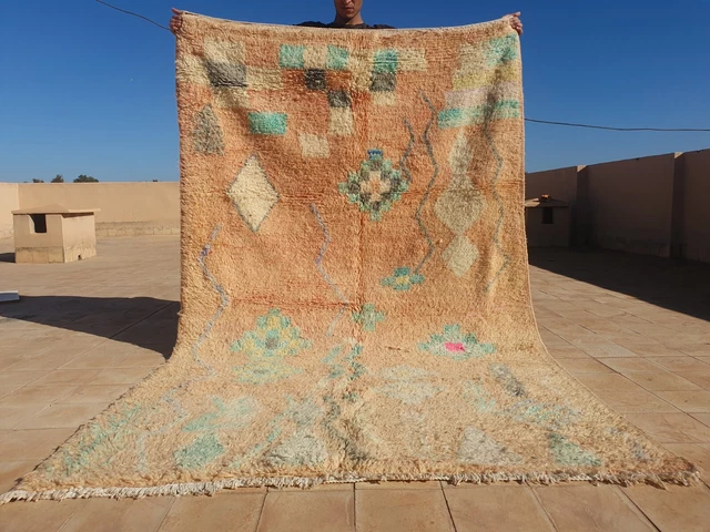 5X8 1980's EXQUISITE ANTIQUE HAND KNOTTED VEGETABLE DYE MOROCCAN WOOL RUG BEIGE