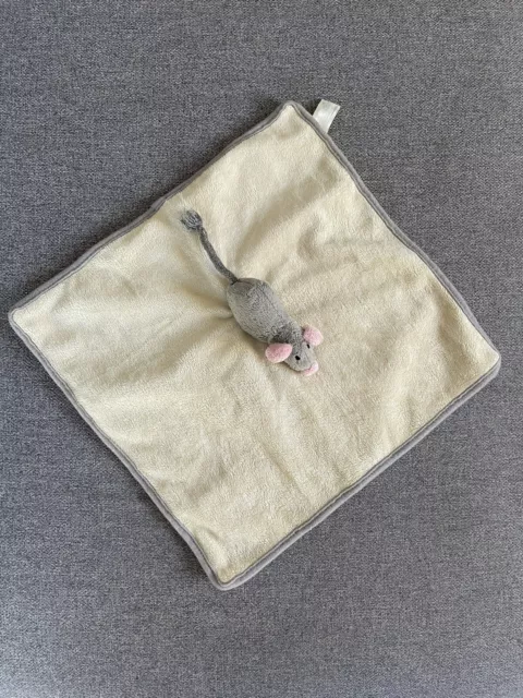 Doudou carré plat souris Arthur et Lola Bébisol gris rose beige