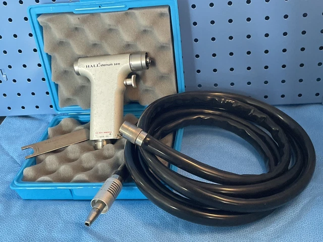 Hall 5059-05 Sternum Saw Handpiece w/ Hose 5052-1, wrench 5059-07 & case