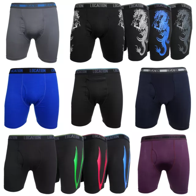 Mens Location Boxers 3 Pack Sports Longer Leg Boxer Shorts Adults Underwear Set