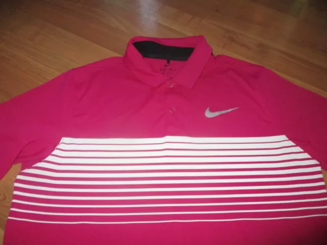 VERY NICE MENS Nike Dri Fit Short Sleeve Striped Polo Shirt Size M ...